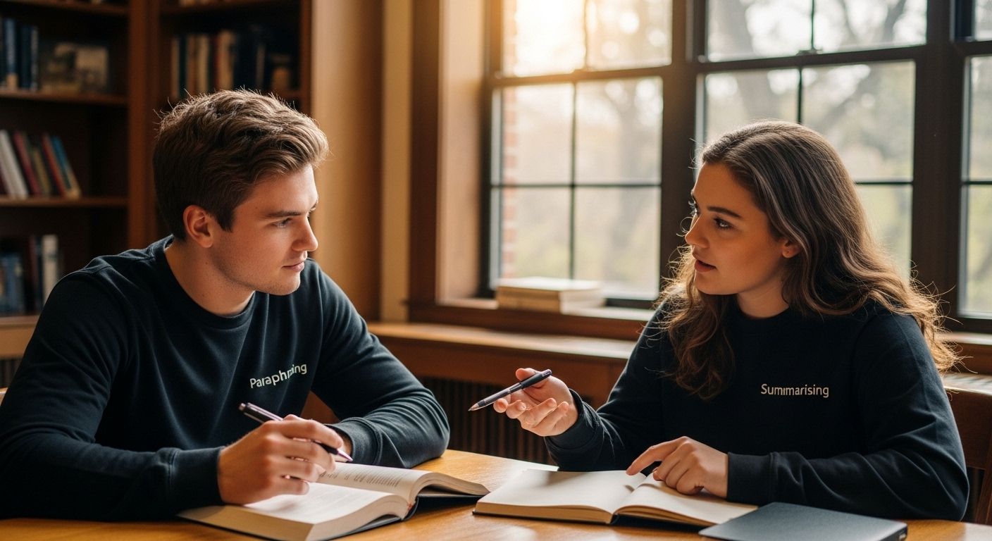 estudiantes parafrasear resumir aula
