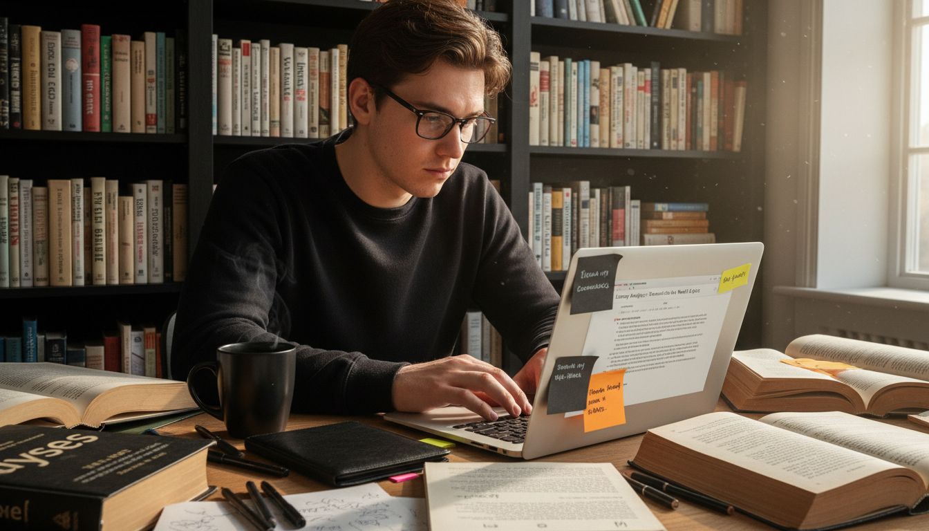 ensayo literario estudiante escritorio